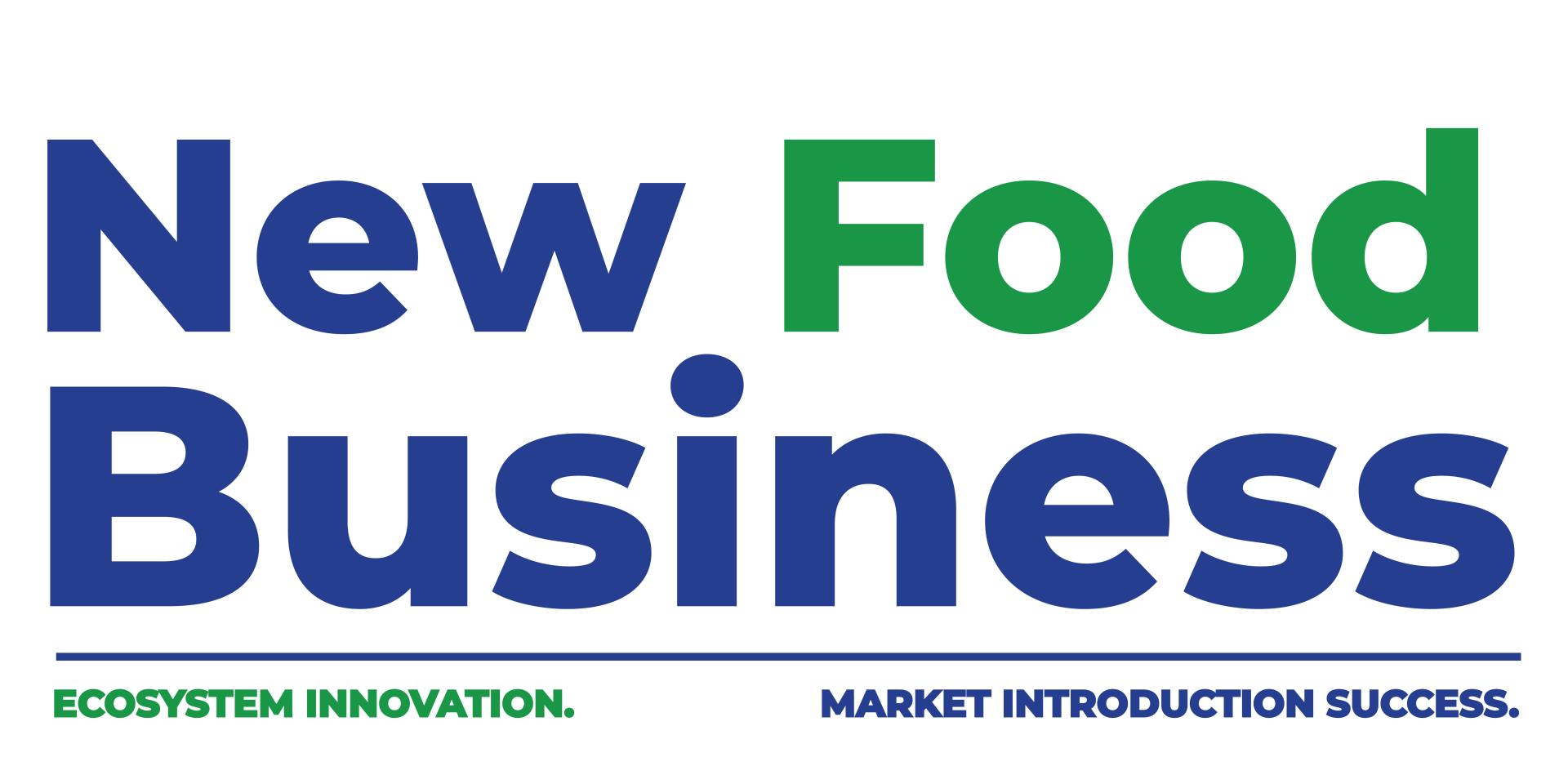 New Food Business logo: Ecosystem innovation. Market introduction success.